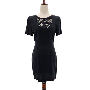 Vintage Brioche California Black Lace Short Mini Cocktail Dress Womens 3/4